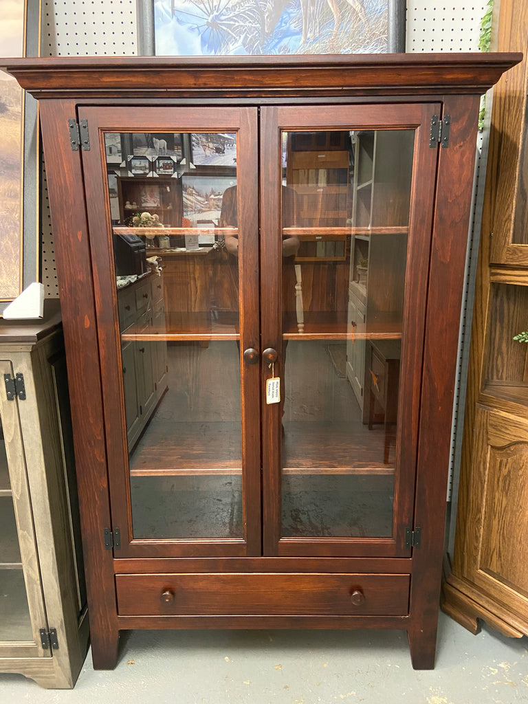 J114 Double Jelly Cupboard with Glass Doors-Michael's Cherry