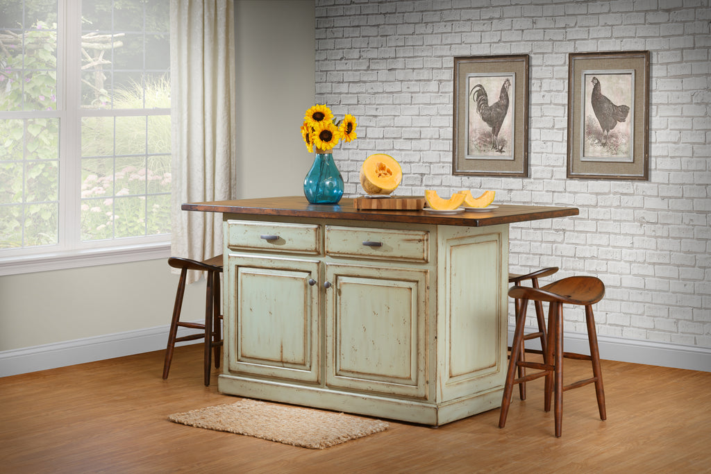 LL2501-Amish Made-Lancaster Legacy Traditional Island (2501 Series) with a Rough Sawn Top & Bread Board Ends (2731 Series)