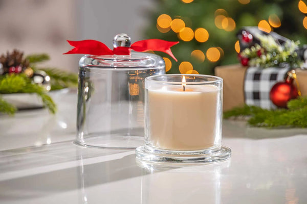 Glass Cloche Candle-Fresh Linen Fragrance