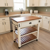 Amish Maple Kitchen Cart - Bright White with Cherry