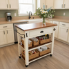 Amish Maple Kitchen Cart - Bright White with Cherry