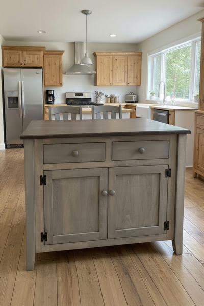 J83-BM-Amish 4' Island 52-Pewter with Kona