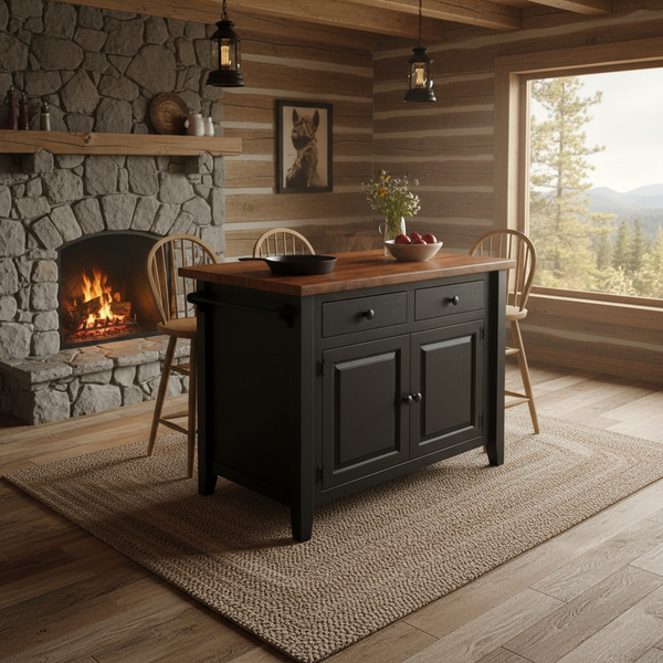 J83-BP-Amish 4' Island-Black with Michael's Cherry