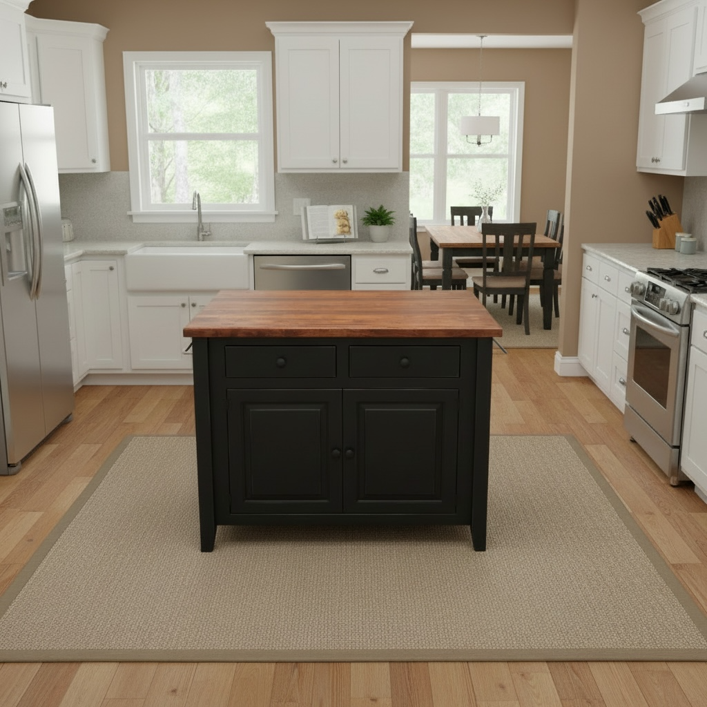 J83-BM-Amish 4' Island 50-Black with Michael's Cherry