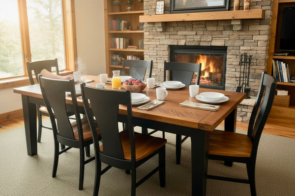 J-232-R-Amish Made Table Set 100-Black with Cherry