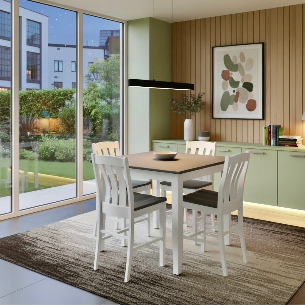 J-136-PUB-Amish Made Table Set 68-Dove White with Pewter