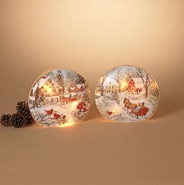 9.8"L Electric Lighted Frosted Winter Scene