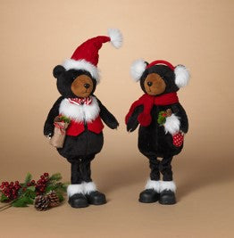 24"H Fabric Holiday Standing Bear