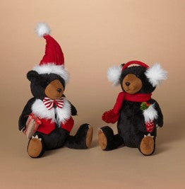 13.78"H Fabric Holiday Sitting Bear