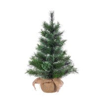 24"H UnLit Hard Needle Pine Tree with Burlap Bag