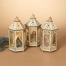 12.5"H Battery Operated Lighted Laser Cut Lantern