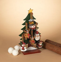 4.9"H Wood Holiday Ornament