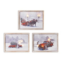 15.75"L Battery Operated Lighted Wood Frame Holiday Picture