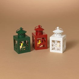 4.9"H Battery Operated Lighted Metal Holiday Lantern