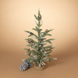 30"H Glittered Pine Tree with Burlap Base