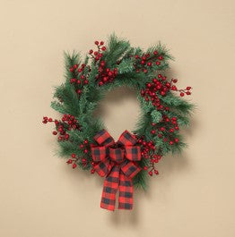 24"D Holiday Wreath with Pine & Berries