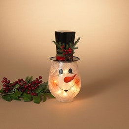 11"H UL Electric Lighted Metal Snowman Head