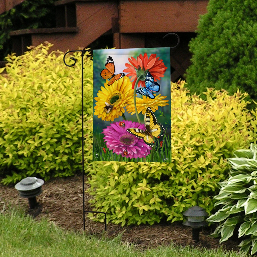 Butterflies and Daisies Garden Flag