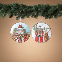 8"D Metal Holiday Santa Design Ornament