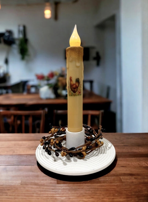 Rooster Battery Operated LED Timer Taper Candle - 7"