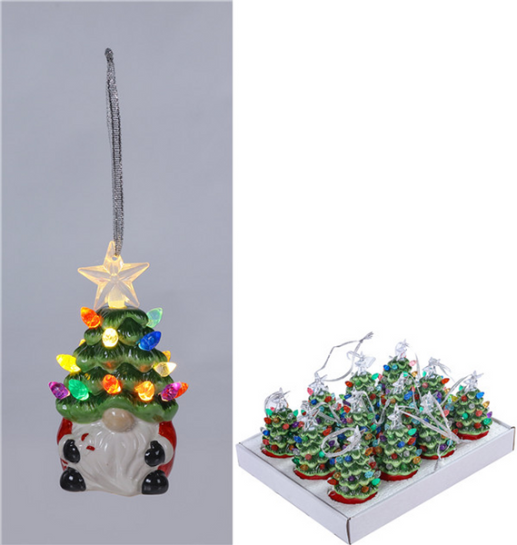 Ceramic Tree Gnome Glow Ornament