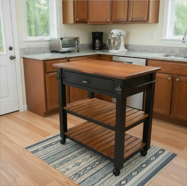 J76-Amish Kitchen Cart - Black with Michael's Cherry