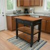 Amish Kitchen Cart - Black with Michael's Cherry