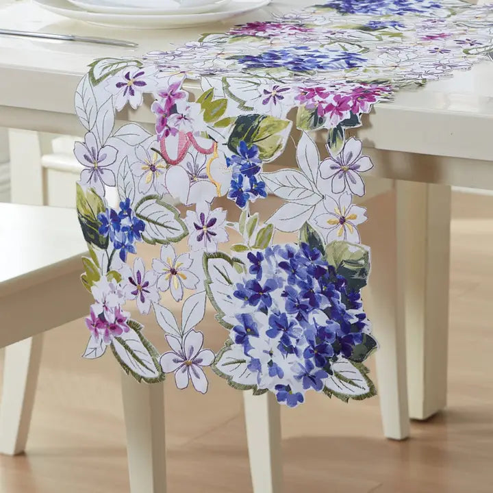 Spring Hydrangea Table Runner - 13" x 36"