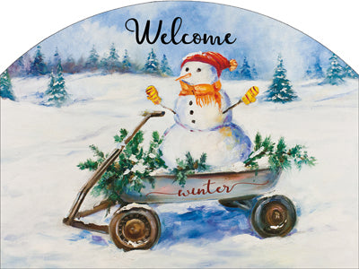 Welcome Winter Wagon Snowman