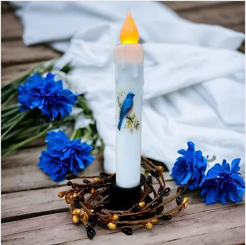 Blue Bird Battery Operated LED Timer Taper Candle - 7"