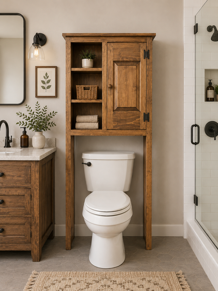 Over the Toilet Cabinet-Special walnut with Raised Panel Door