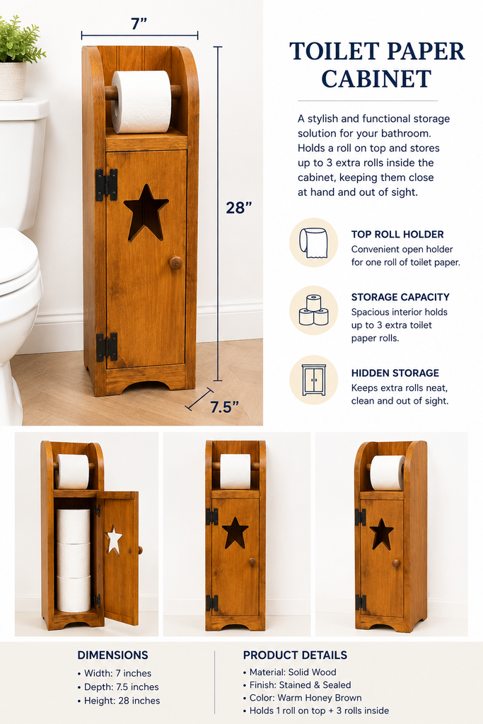 Toilet Paper Cabinet-Seely with Star cutout door
