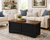 Pine Blanket Chest Coffee Table with Hidden Storage-Black with Michael's Cherry