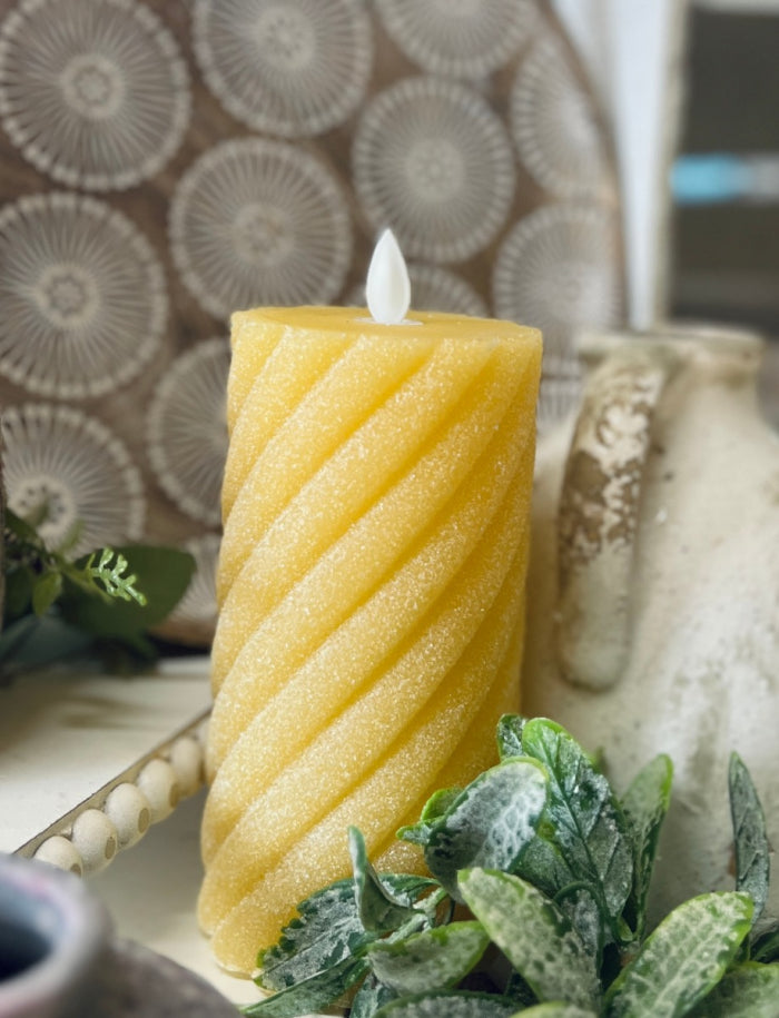 Yellow Frosted Moving Flame LED Candle