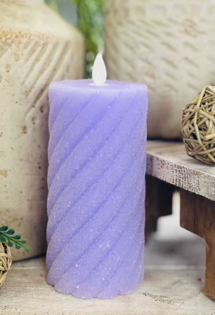 Lavender Frosted Moving Flame LED Candle