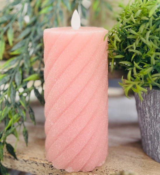 Pink Frosted Moving Flame LED Candle