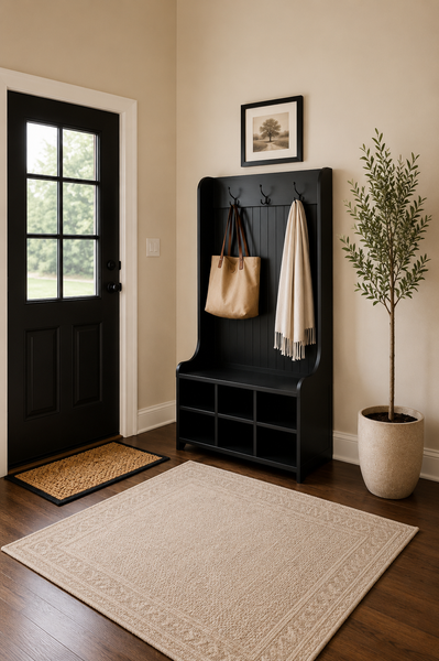 Amish-Made Hall Bench with Six Cubbies