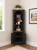 J185-Small Corner Cupboard, Colonial Style - Black with Michael's Cherry