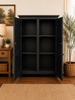 Pie Safe - LW500-54--56" Double Door with Raised Panels-Black-non-distressed