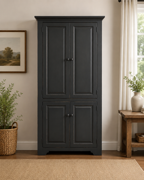 Bookcase-J192 6' Large with 4 Solid Doors-Black