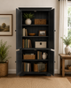 Bookcase-J192 6' Large with 4 Solid Doors-Black