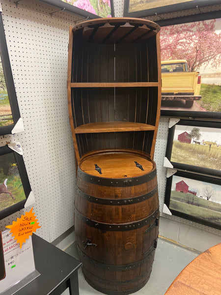 Barrel Hutch with Wine Glass Rack