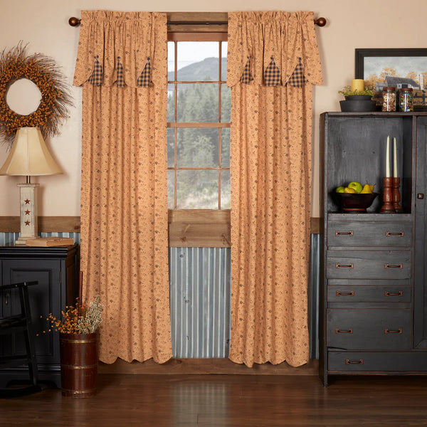 Maisie Panel with Attached Scalloped Layered Valance Set of 2