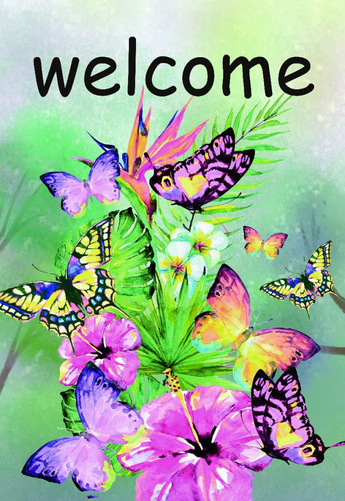 Butterfly Welcome Garden Flag