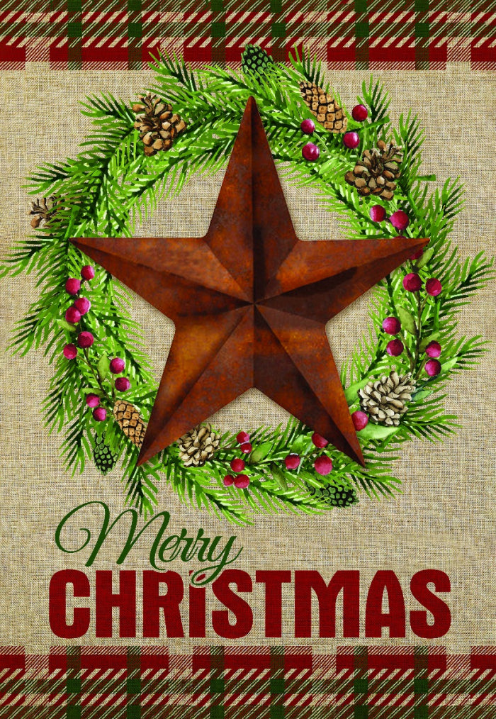 Christmas Barn Star Garden Flag