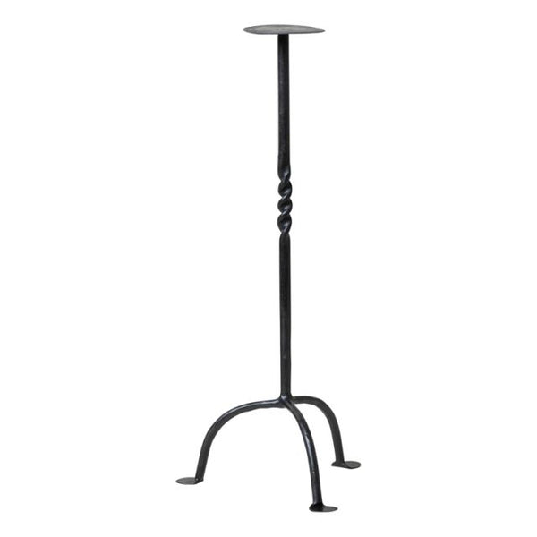 Twisted Wrought Iron 16-Inch Pillar Candle Holder