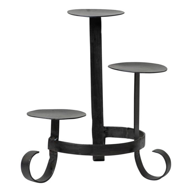 Wrought Iron Round 3-Pillar Candle Holder