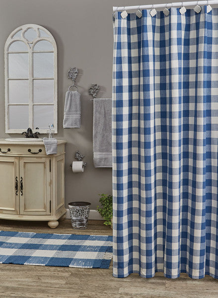 Wicklow Check Shower Curtain China Blue