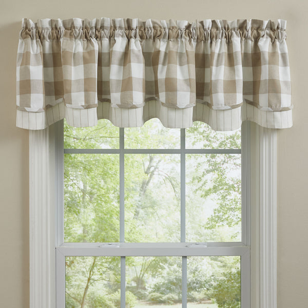Wicklow Check Lined Layered Valance Natural