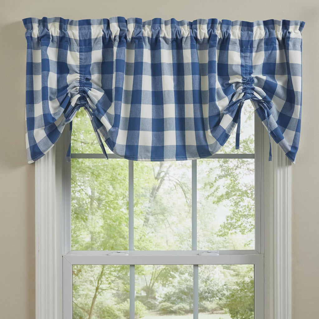 Wicklow Check Lined Famhouse Valance - China Blue